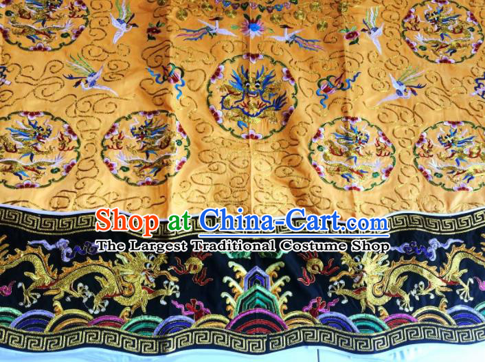 Chinese National Taoist Embroidered Dragon Yellow Priest Frock Cassock Traditional Taoism Rites Costume for Men