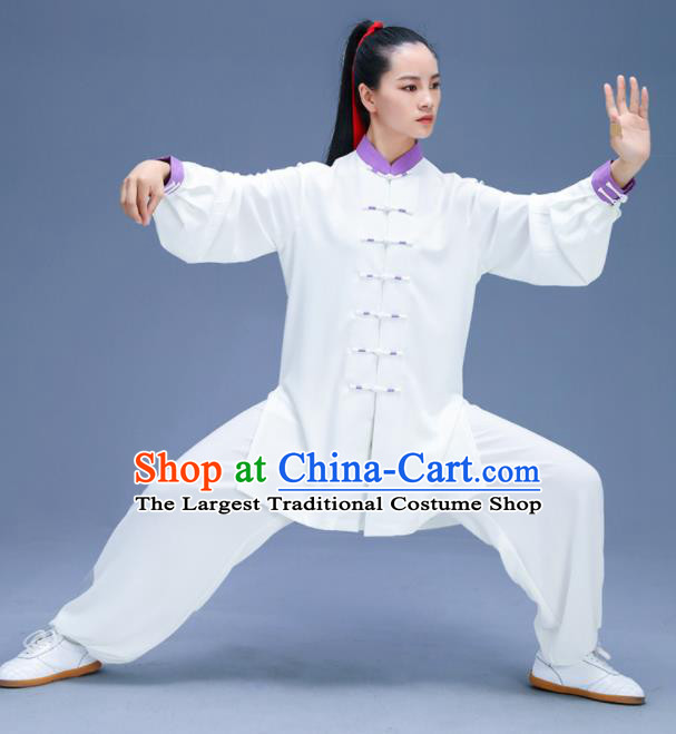 Chinese Traditional Kung Fu Training White Garment Outfits Martial Arts Stage Show Costumes for Women