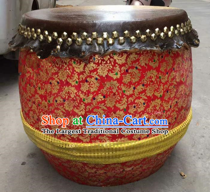 Chinese World Lion Dance Red Cowhide Drum Traditional Lion Dance Musical lnstruments Drum