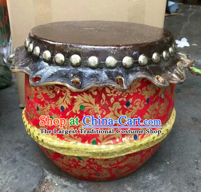Chinese Lion Dance Cowhide Red Drum Traditional Lion Dance Musical lnstruments Drum