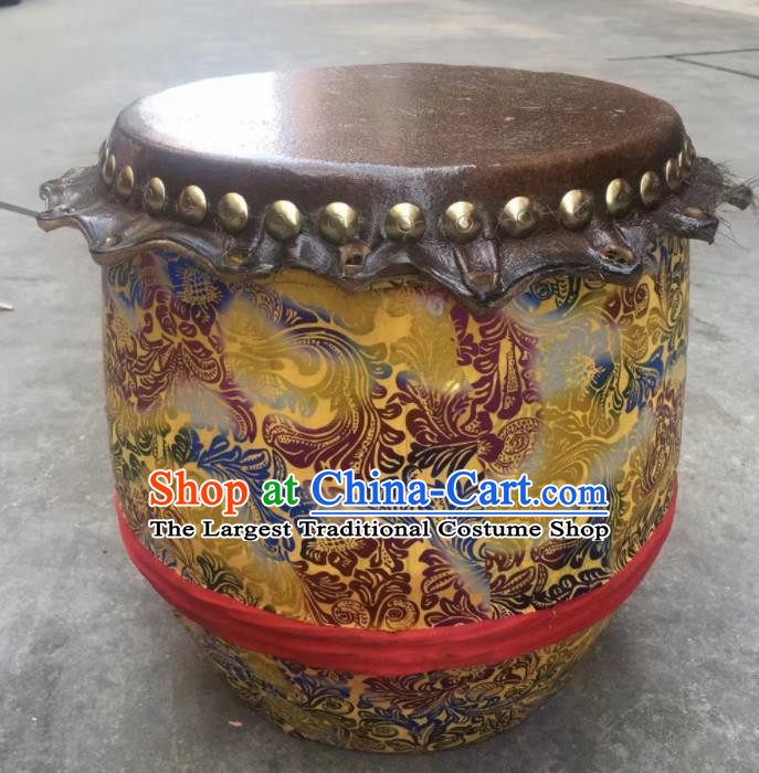 Chinese Lion Dance Cowhide Yellow Drum Traditional Lion Dance Musical lnstruments Drum