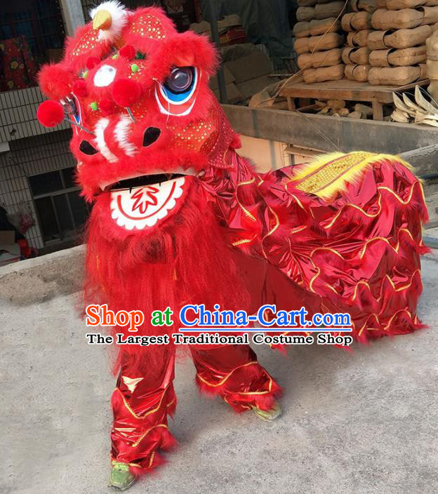 Chinese Traditional Lion Dance Competition Red Lion Head Top Lion Dance Costumes for Kids