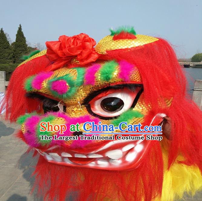Chinese Traditional Lion Dance Fur Lion Head Top Lion Dance Competition Costumes for Adult