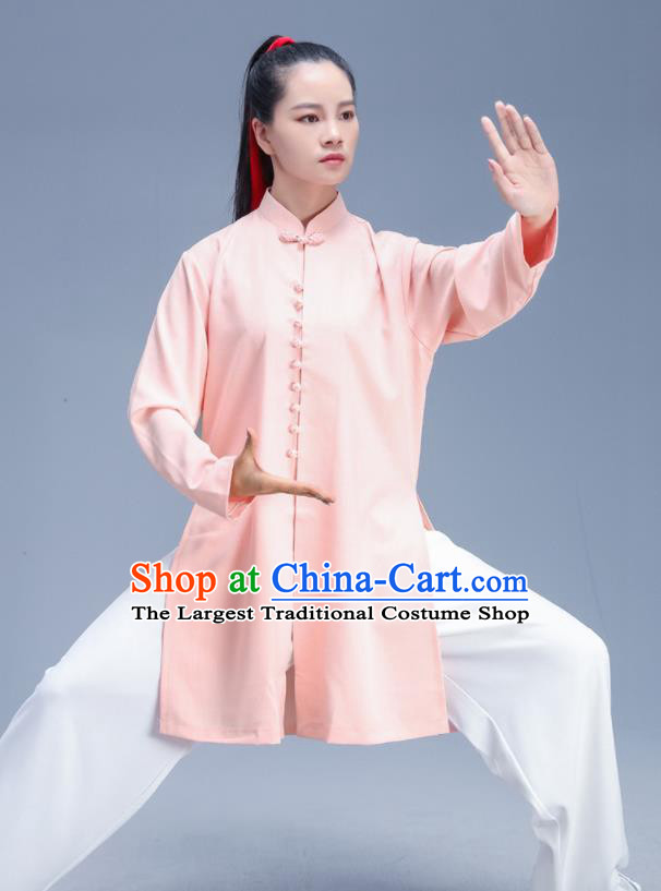 Chinese Traditional Kung Fu Competition Pink Shirt and Pants Outfits Martial Arts Stage Show Costumes for Women