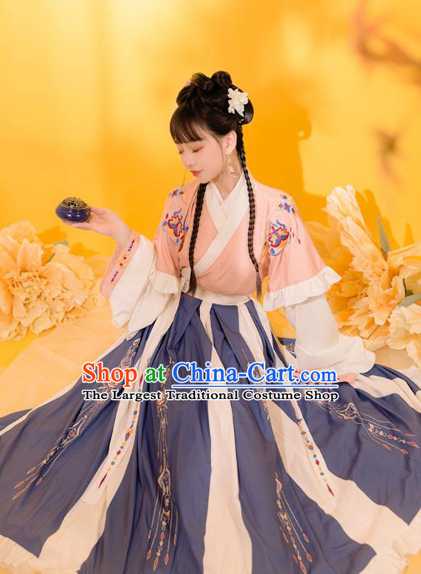 Traditional Chinese Jin Dynasty Royal Princess Pink Hanfu Dress Ancient Goddess Costumes for Women