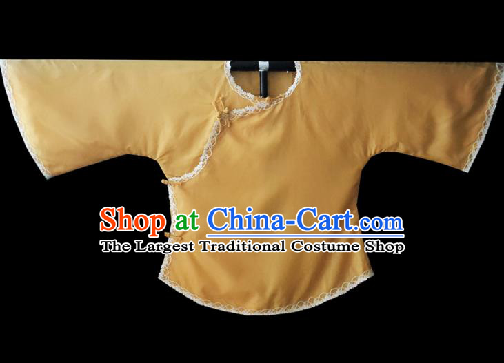 Chinese Traditional Apricot Shirt National Tang Suit Upper Outer Garment Blouse Costume for Women