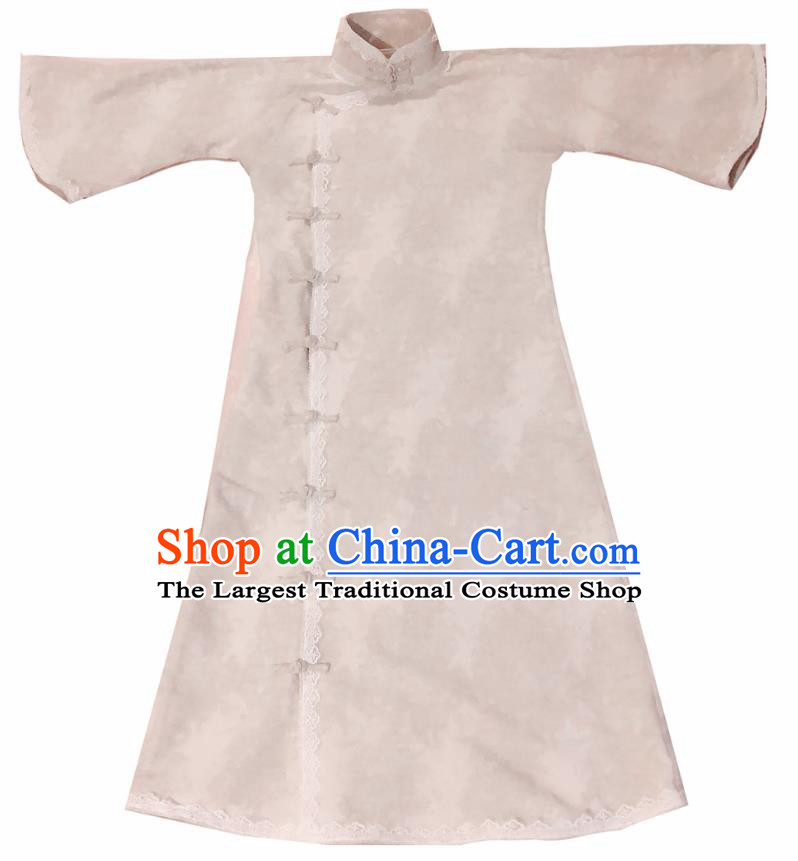 Chinese Traditional Beige Flax Qipao Dress National Tang Suit Cheongsam Costumes for Women