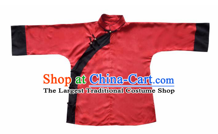 Chinese Traditional Qing Dynasty Red Shirt National Tang Suit Upper Outer Garment Blouse Costume for Women