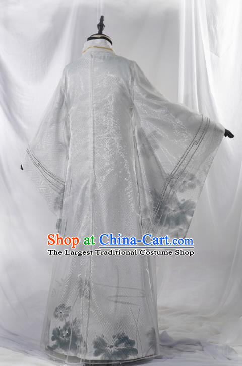 Chinese Traditional Cosplay Royal Highness White Clothing Ancient Swordsman Costumes for Men