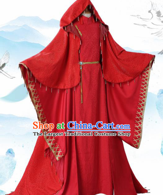 Japanese Traditional Cosplay Royal Highness Red Clothing Ancient Swordsman Costumes for Men