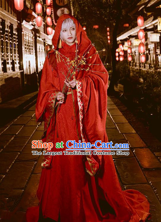 Japanese Traditional Cosplay Royal Highness Red Clothing Ancient Swordsman Costumes for Men