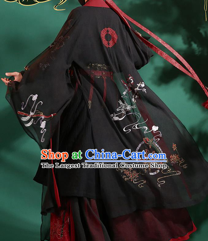 Chinese Traditional Cosplay Knight Black Clothing Ancient Swordsman Costumes for Men
