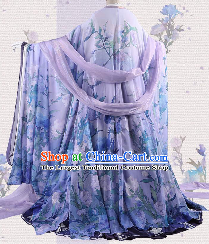 Chinese Traditional Cosplay Goddess Purple Hanfu Dress Ancient Swordswoman Costumes for Women