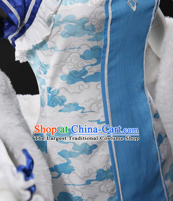 Chinese Traditional Cosplay White Qipao Dress Ancient Swordsman Costumes for Women
