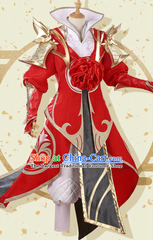 Chinese Traditional Cosplay Wedding Bridegroom Red Clothing Ancient Swordsman Costumes for Men