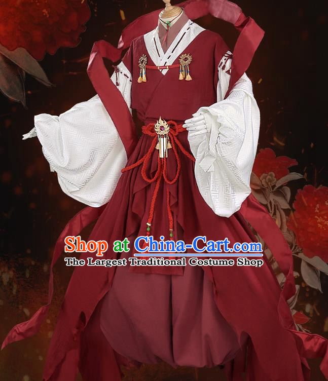 Japanese Traditional Cosplay Onmyoji Knight Red Clothing Ancient Swordsman Costumes for Men