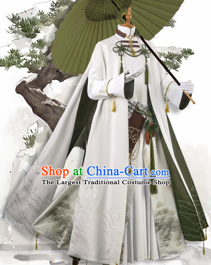 Japanese Traditional Cosplay Onmyoji Knight White Clothing Ancient Swordsman Costumes for Men