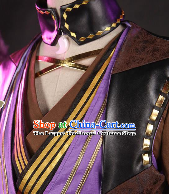 Japanese Traditional Cosplay Onmyoji Knight Brown Clothing Ancient Swordsman Costumes for Men