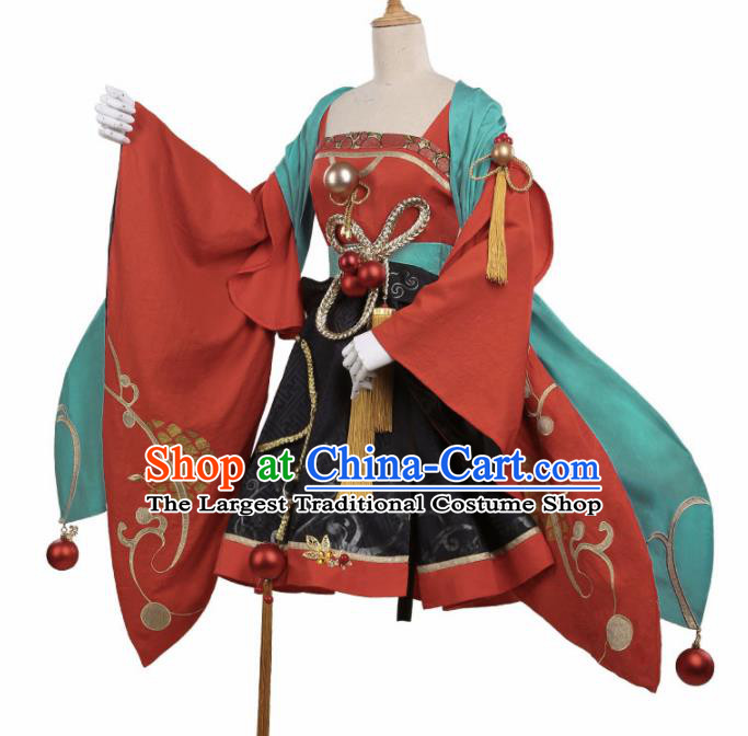 Chinese Traditional Cosplay Goddess Red Hanfu Dress Ancient Female Swordsman Costumes for Women