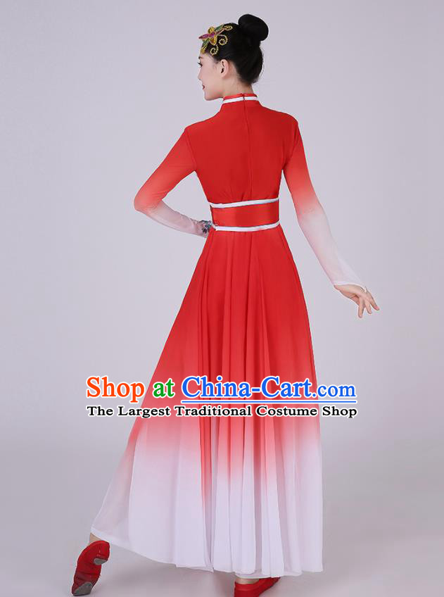 Chinese Traditiona Classical Dance Red Dress Umbrella Dance Costume for Women