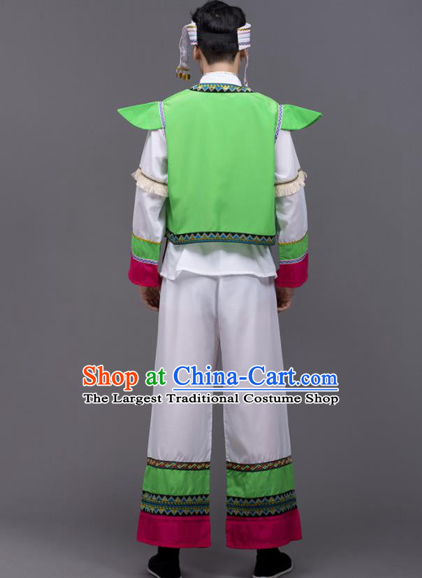 Chinese Traditional Zhuang Nationality Stage Show Garment Ethnic Folk Dance Costume for Men