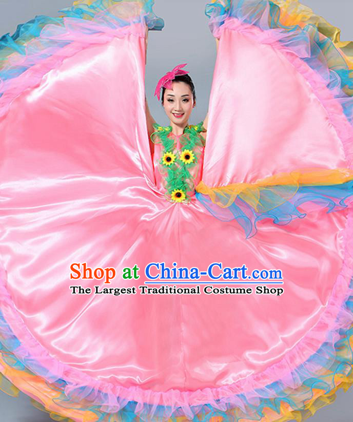 Chinese Traditional Opening Dance Pink Dress Classical Dance Stage Performance Costume for Women