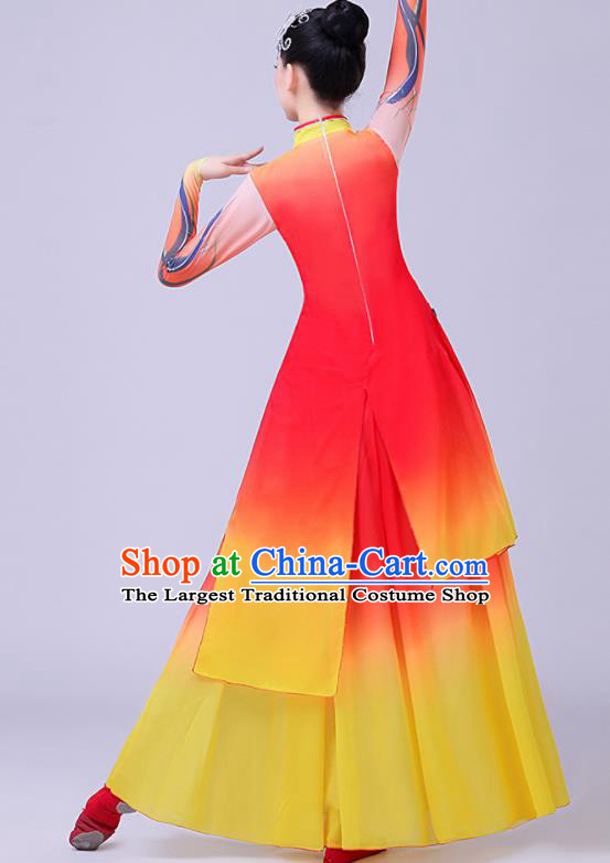 Chinese Traditional Umbrella Dance Fan Dance Red Dress Classical Dance Stage Performance Costume for Women