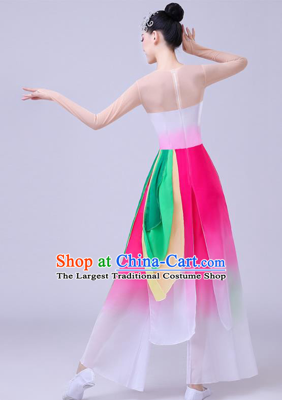 Chinese Traditional Umbrella Dance Fan Dance Pink Dress Classical Dance Stage Performance Costume for Women