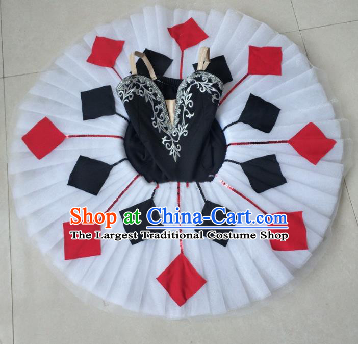 Professional Ballet Dance Tutu White Veil Short Dress Modern Dance Ballerina Stage Performance Costume for Kids