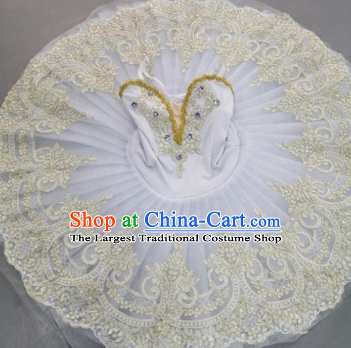 Professional Ballet Dance Tutu Embroidered Short Dress Modern Dance Ballerina Stage Performance Costume for Kids