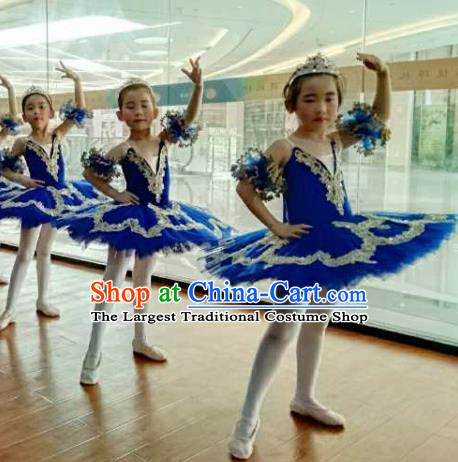 Professional Children Ballet Tutu Royalblue Dress Modern Dance Ballerina Stage Performance Costume for Kids