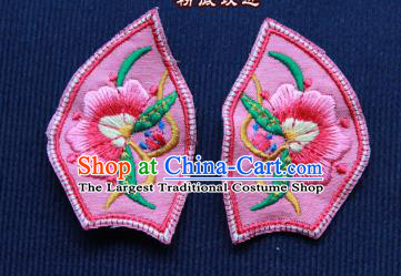 Chinese Traditional Pink Embroidered Patch Embroidery Craft Embroidering Accessories