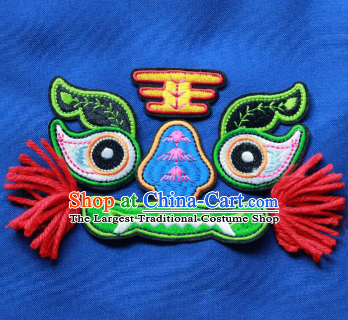 Chinese Traditional Embroidered Tiger Green Patch Embroidery Applique Craft Embroidering Accessories