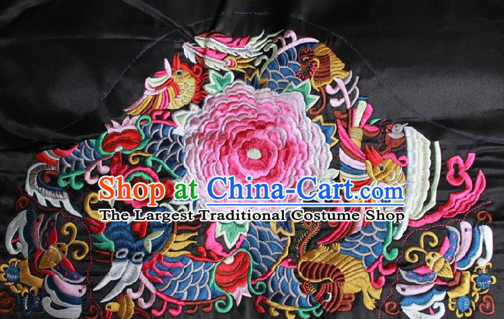 Chinese Traditional Embroidered Dragon Peony Patch Embroidery Craft Embroidering Accessories