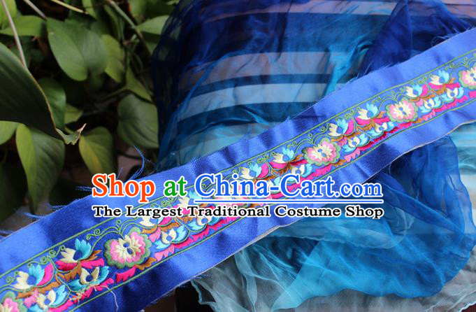 Chinese Traditional Embroidered Flowers Royalblue Applique Embroidery Patch Embroidery Craft Accessories