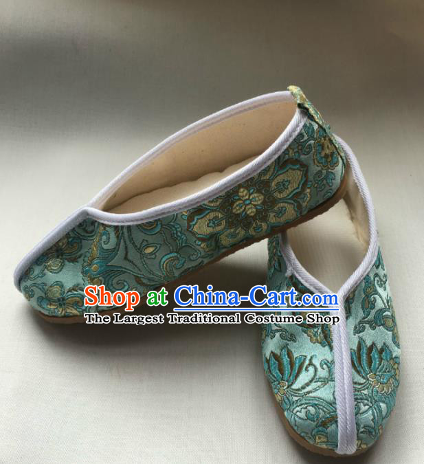 Asian Chinese Traditional Blue Embroidered Shoes Princess Shoes Opera Shoes Hanfu Shoes for Women