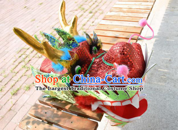 Chinese Traditional Folk Dance Red Dragon Head Lantern Festival Dragon Dance Prop
