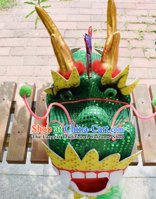 Chinese Traditional Folk Dance Green Dragon Head Lantern Festival Dragon Dance Prop