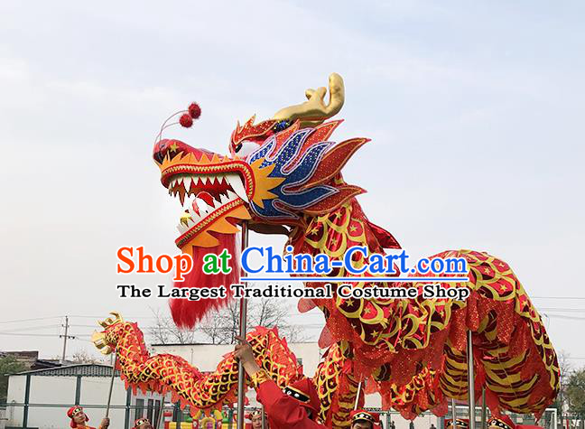 Chinese Traditional Dragon Dance Red Dragon Head Lantern Festival Folk Dance Prop Complete Set