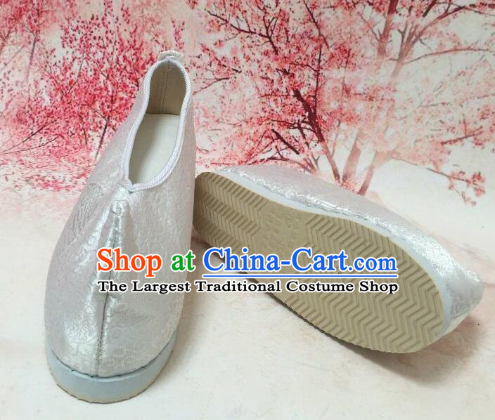 Asian Chinese Traditional White Satin Shoes Princess Shoes Opera Shoes Hanfu Shoes for Women