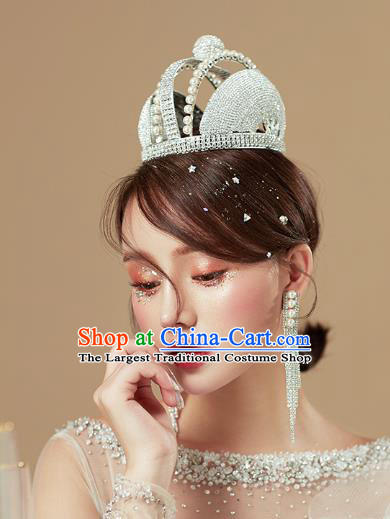 Top Grade Baroque Queen Crystal Royal Crown Wedding Bride Hair Accessories for Women