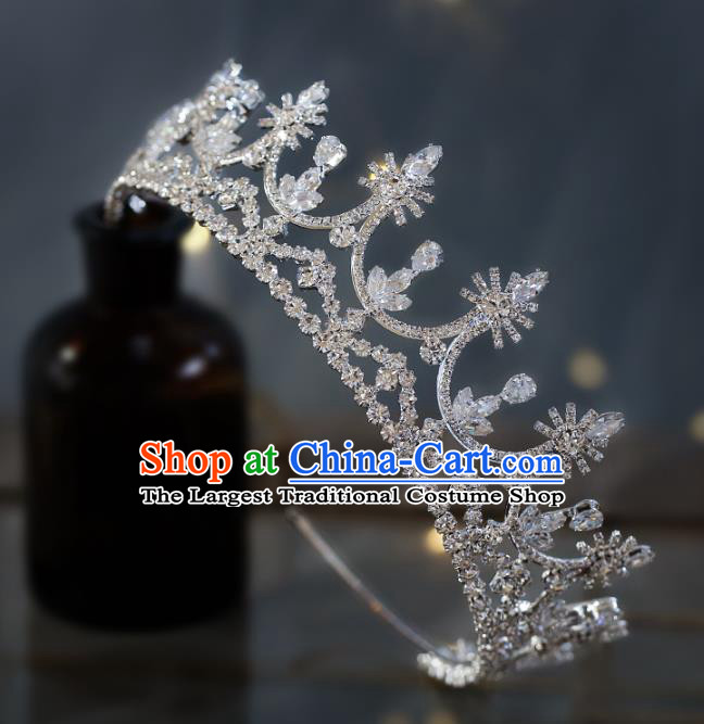 Top Grade Baroque Bride Zircon Royal Crown Wedding Queen Hair Accessories for Women