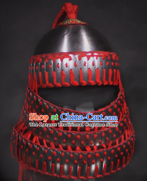 Chinese Traditional Qing Dynasty General Helmet Ancient Soldier Hat Headwear for Men