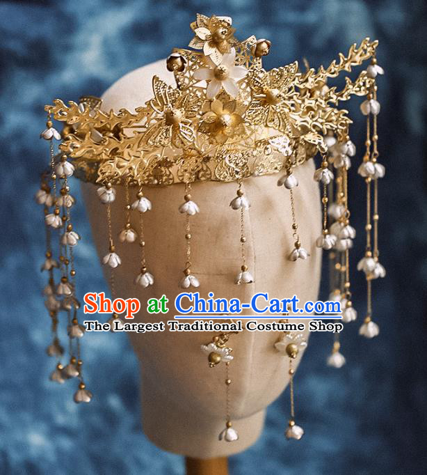 Chinese Traditional Wedding Golden Phoenix Hair Comb Hairpins Ancient Bride Hair Accessories for Women