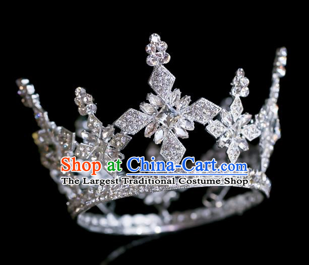 Top Grade Baroque Princess Crystal Round Royal Crown Wedding Queen Hair Accessories for Women