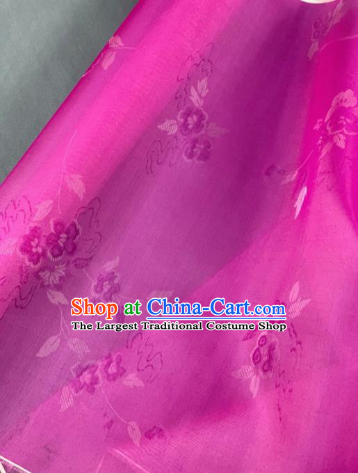 Chinese Traditional Classical Flowers Pattern Design Rosy Silk Fabric Asian Hanfu Material