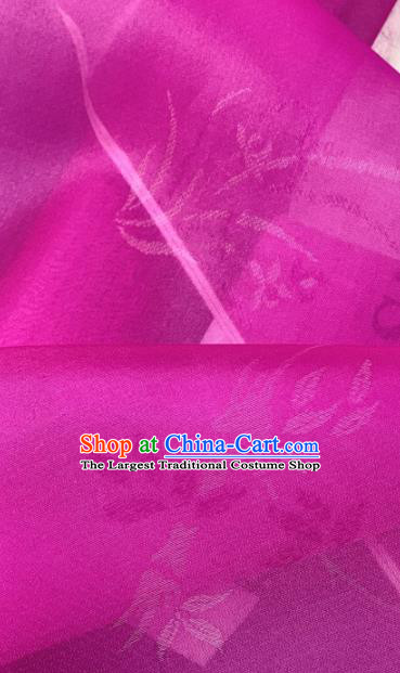 Chinese Traditional Classical Grape Leaf Pattern Design Rosy Silk Fabric Asian Hanfu Material
