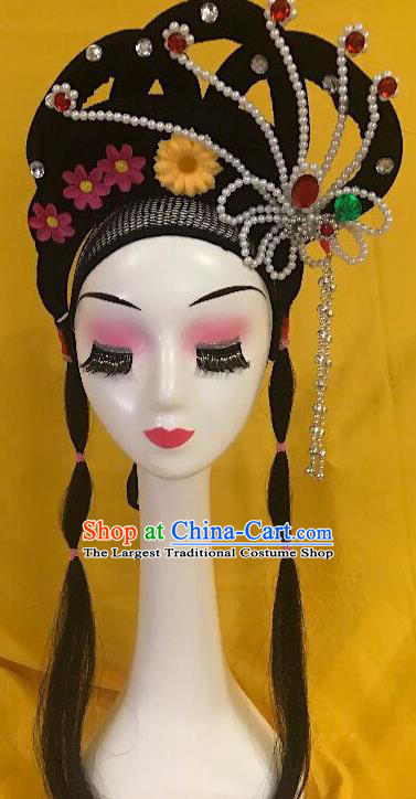 Traditional Chinese Opera Diva Wig Sheath and Phoenix Tassel Hairpins Headdress Peking Opera Goddess Hair Accessories for Women