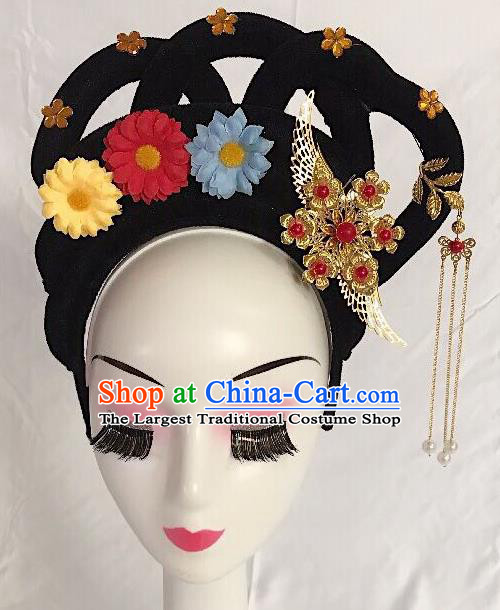 Traditional Chinese Opera Lady Wig Sheath and Hairpins Headdress Peking Opera Diva Hair Accessories for Women