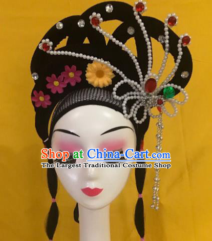 Traditional Chinese Opera Wig Chignon and Hairpins Headdress Peking Opera Diva Hair Accessories for Women